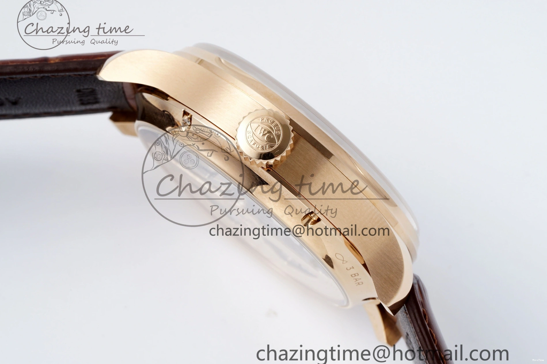 MIROTIME 0420 WellDesigned Portugieser Perpetual Calendar RG 5033 APSF 1:1 Best Edition White Dial on Brown Leather Strap A52610 Clone 7042